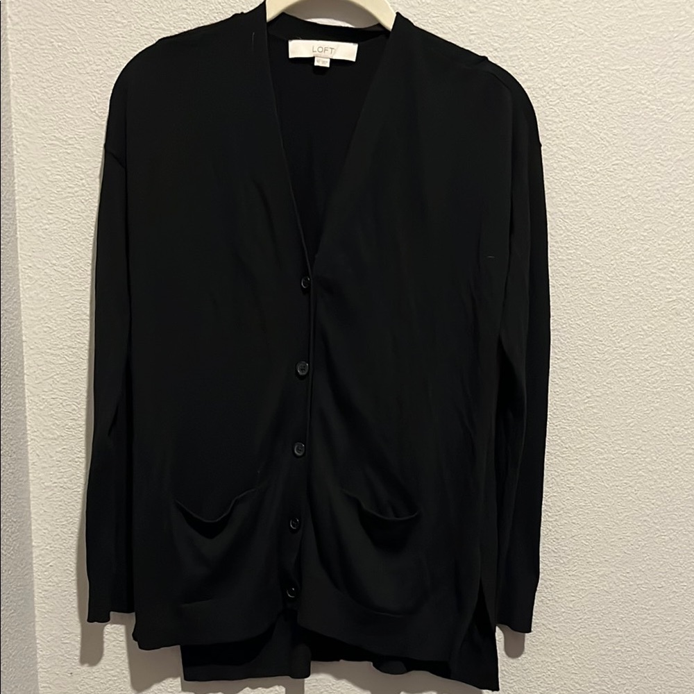 LOFT Black Button-Up Cardigan